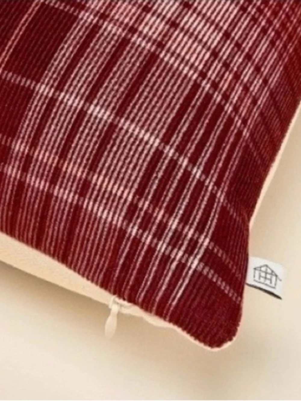 NWT Hearth & Hand Hearth Magnolia Corduroy Plaid Pillow 18x18 In Burgundy